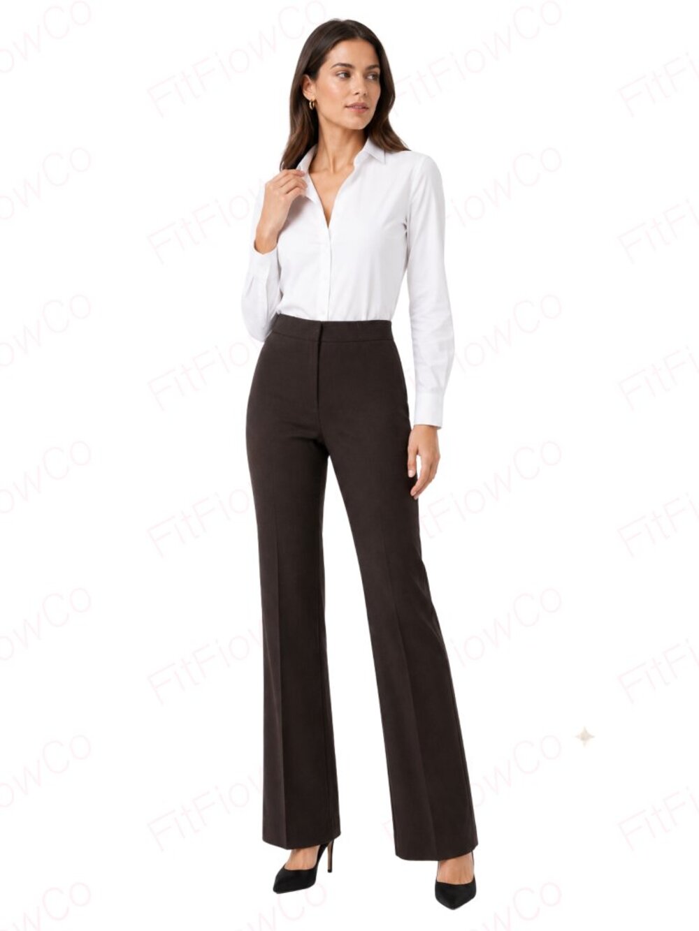 Fabrizio Gianni Espresso Brown Bootcut Dress Pants Women Size 6 Stretch USA